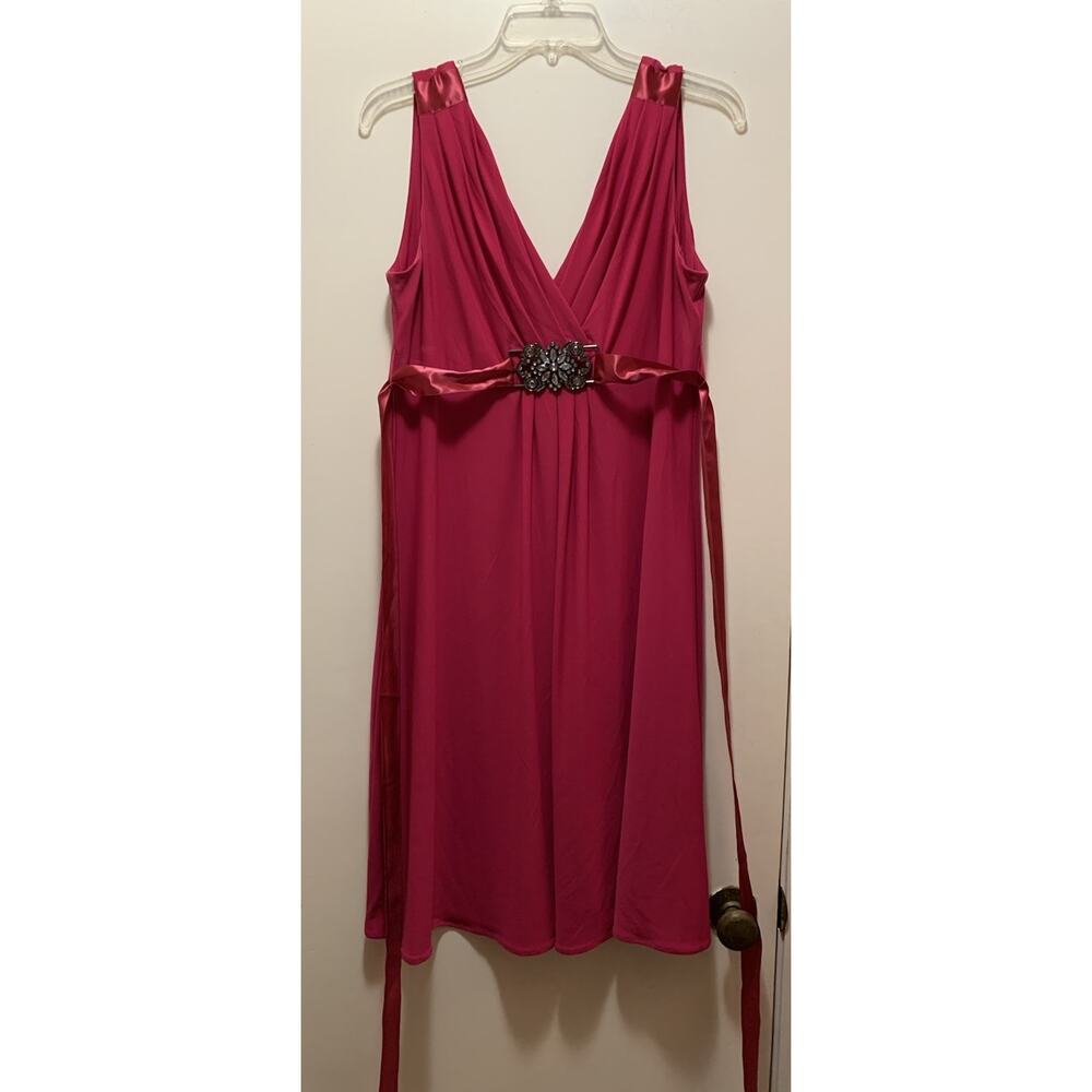 Scarlett Nite Hot Pink Dress Sleeveless Cocktail, Size 14 Flare With Rhinestones